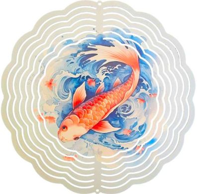 Edelstahl 3D Windspiel Windspinner 20cm Koi WI327
