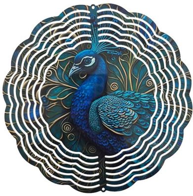 Edelstahl 3D Windspiel Windspinner 20cm Pfau WI320