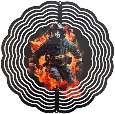 Edelstahl 3D Windspiel Windspinner 20cm Feuerwehrmann WI315