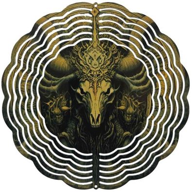 Edelstahl 3D Windspiel Windspinner 20cm Tierschädel WI218
