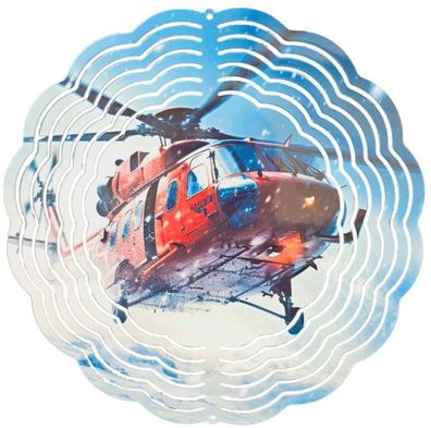 Edelstahl 3D Windspiel Windspinner 20cm Rettungshelikopter WI167