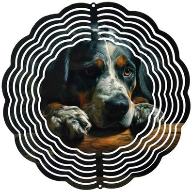 Edelstahl 3D Windspiel Windspinner 20cm Hütehund WI147