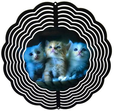 Edelstahl 3D Windspiel Windspinner 20cm Kittenkörbchen WI120