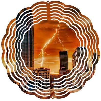 Edelstahl 3D Windspiel Windspinner 20cm Gewitter Wolkenkratzer WI111