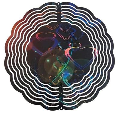 Edelstahl 3D Windspiel Windspinner 20cm Herzen Bunt WI109