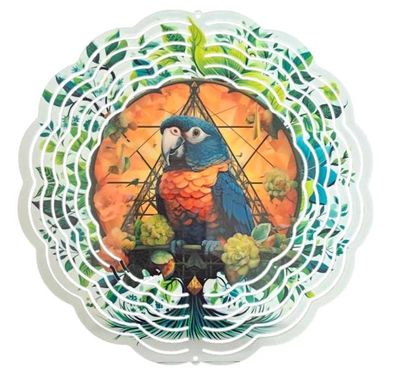 Edelstahl 3D Windspiel Windspinner 20cm Papagei WI74