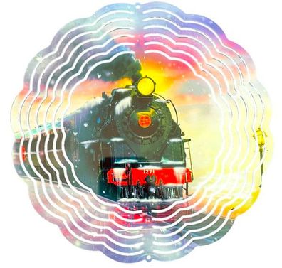 Edelstahl 3D Windspiel Windspinner 20cm Dampflok WI68