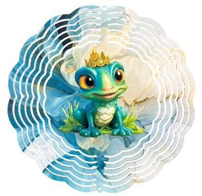 Edelstahl 3D Windspiel Windspinner 20cm Froschprinz WI53