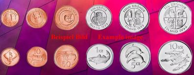 ISLAND / Iceland KMS. 1981-2008 Unc 6 Münzen 6395#