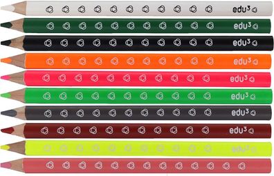 edu3 Jumbo Farbstifte Einzelfarben Dreikant, 12 Buntstifte