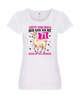 71. Geburtstag | 71 Jahre | Lama | gut aussehen Damen Shirt Weiß
