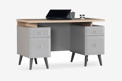Schreibtisch Luna in Grau/Holzoptik