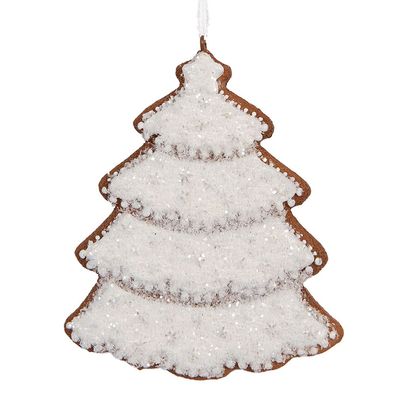 Clayre & Eef Weihnachtsanhänger Weihnachtsbaum 9x1x10 cm Weiß Kunststoff