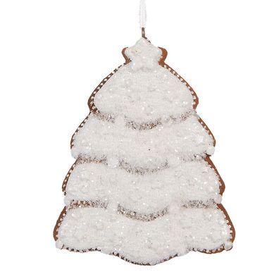 Clayre & Eef Weihnachtsanhänger Weihnachtsbaum 8x1x10 cm Weiß Kunststoff