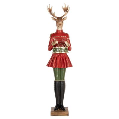 Clayre & Eef Weihnachtsdekorationsfigur Hirsch 23x19x77 cm Braun Kunststoff
