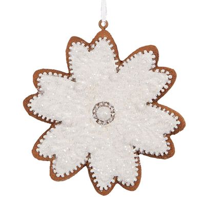 Clayre & Eef Weihnachtsanhänger Schneeflocke 9x1x10 cm Weiß Kunststoff