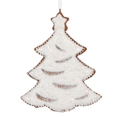 Clayre & Eef Weihnachtsanhänger Weihnachtsbaum 9x1x10 cm Weiß Kunststoff