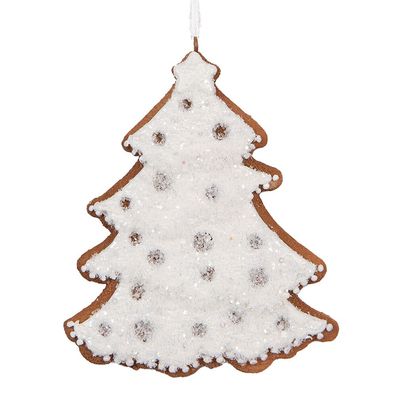 Clayre & Eef Weihnachtsanhänger Weihnachtsbaum 9x1x10 cm Weiß Kunststoff