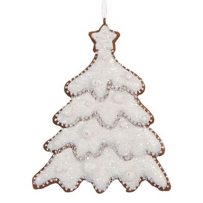 Clayre & Eef Weihnachtsanhänger Weihnachtsbaum 9x1x10 cm Weiß Kunststoff