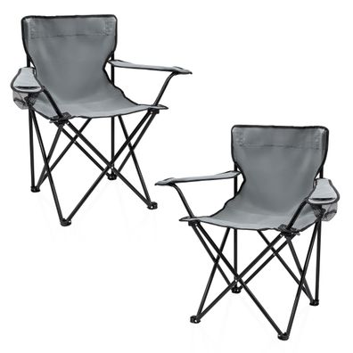 Campingstuhl m. Getränke Halter -grau- Garten Strand Camping Angel Klapp Stuhl