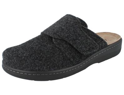 LONGO 1153756 Herren Clogs Pantoffeln Schlappen Hausschuhe schwarz Wollfilz