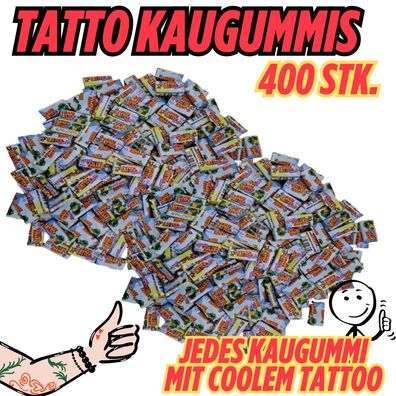 400x Tattoo Kaugummis im Karton - mit Abzieh-Tattoos | Frischware | Neu & original
