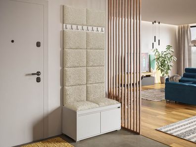 Schuhschrank Grawis 80 mit Haken und Wandpaneele Sitzbank Garderobe Bank 40x30 M24