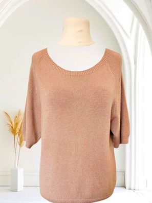 Italy 38 40 42 weicher Oversize Pullover Pulli halbarm Viskosemischung Taupe