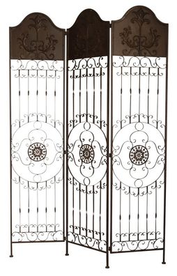 Paravent Pergola Spalier Rankhilfe Zaun 19kg Metall antik Stil Raumteiler braun