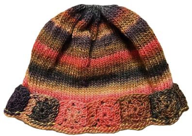 Mädchen-Strick-Beanie mit Häkelkante, Kopfumfang 44-46cm