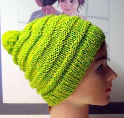 Mädchen-Bommel-Mütze, Kopfumfang 48-53cm