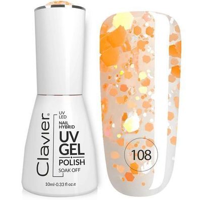 Clavier Luxus Hybridnagellack mit holografischen Partikeln 108 Orangeade, 10ml