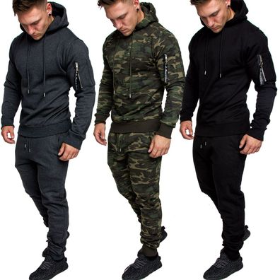 Herren Cargo Stil Sportanzug Jogginganzug Trainingsanzug Sporthose+Hoodie NEU