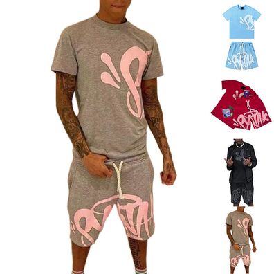 Syna Druck Herren Kurzarm Tshirt Tee ; Shorts Set in diversen Farben und Groben