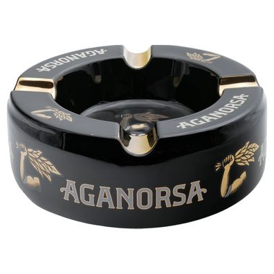 Aganorsa Leaf schwarz / gold, Zigarrenaschenbecher aus Keramik
