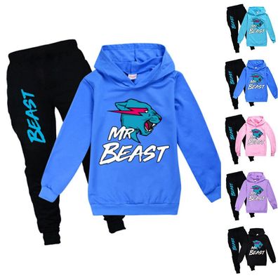 Kinder Mr Beast Hoodie Trainingsanzug Sweatshirt Tops + Joggerhose Casual Set Outfit