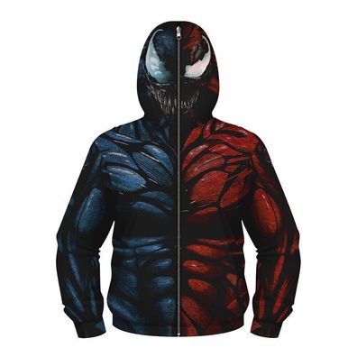 Kinder Jungen Venom Motiv Full Zip Hoodie Jacke Sweatshirt Kapuzen Cosplay Outwear