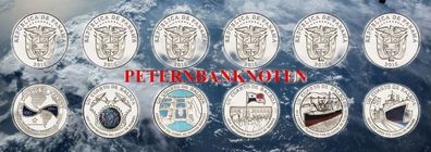 Panama KMS. 2016 Unc 6 Münzen 1/4 Balboas Colored 6851#