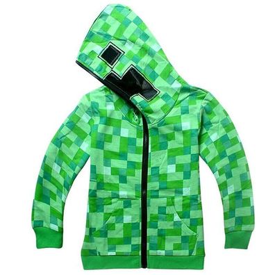 Kinder Minecrafts Zip up Hoodie Creeper Cosplay Kapuzenpullover Jacke Top Coat