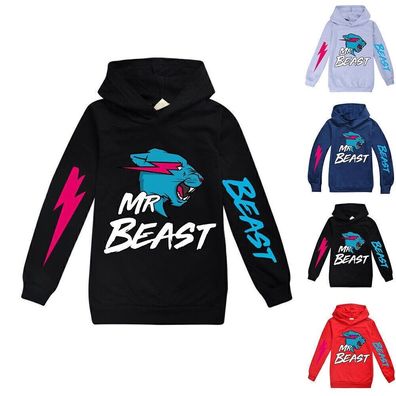Jungen Madchen Mr Beast Bedruckter Kapuzenpullover mit Kapuze lassiges Pullover