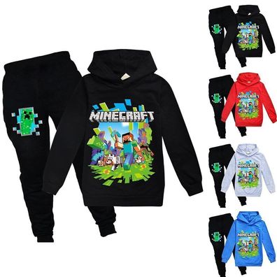 Minecraft Trainingsanzug fur Kinder Jungen und Madchen mit Kapuze Sweatshirt und Hose
