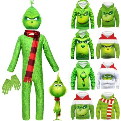 Weihnachten Grinch Kinder Jungen Madchen Cosplay Kostum Weihnachtskleidung