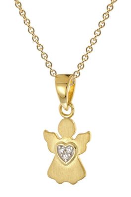 trendor Schmuck Engel-Anhänger Gold 333 mit Vergoldeter Silberkette für Kinder 28974