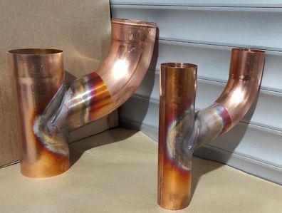 Kupfer Fallrohrabzweig 72&deg; mit & ohne Bogen &Oslash; 60 - 120mm