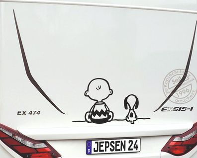 Aufkleber Snoopy Charly 80x48cm S086 Wunschfarbe, Auto Wohnmobil Wohnwagen Bus