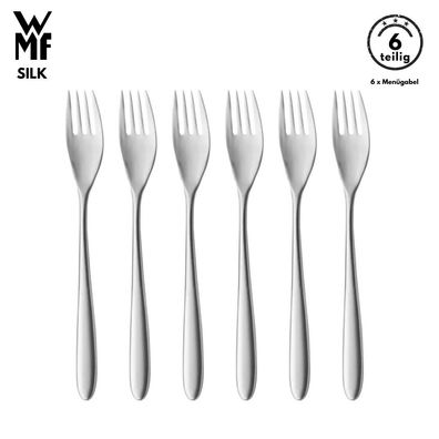 WMF Besteck Gabel set SILK B-Ware 6-tlg, Cromargan®, Tafelgabeln, Menügabel