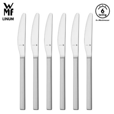 WMF Besteck Messer set LINUM B-Ware 6-tlg, Cromargan®, Tafelmesser, Menümesser
