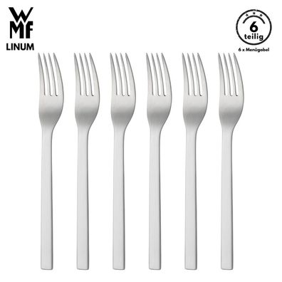 WMF Besteck Gabel set LINUM B-Ware 6-tlg, Cromargan®, Tafelgabeln, Menügabel