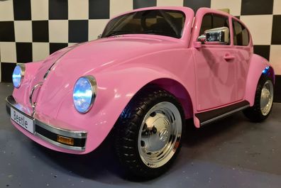 VW Käfer Kinder Elektroauto - 12V in Pink mit MP3 Ledersitz Fernbedienung 2x30W