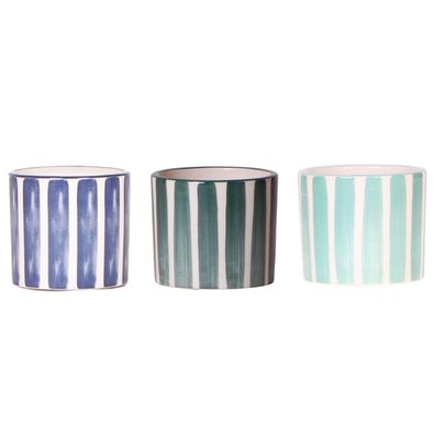 Übertopf-Trio "Painted Stripe" - Set mit 3 Töpfen - gestreift in verschi